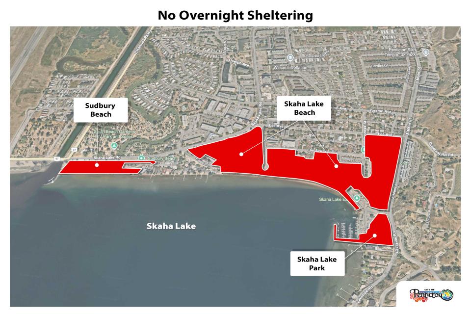 No overnight sheltering - Skaha Lake