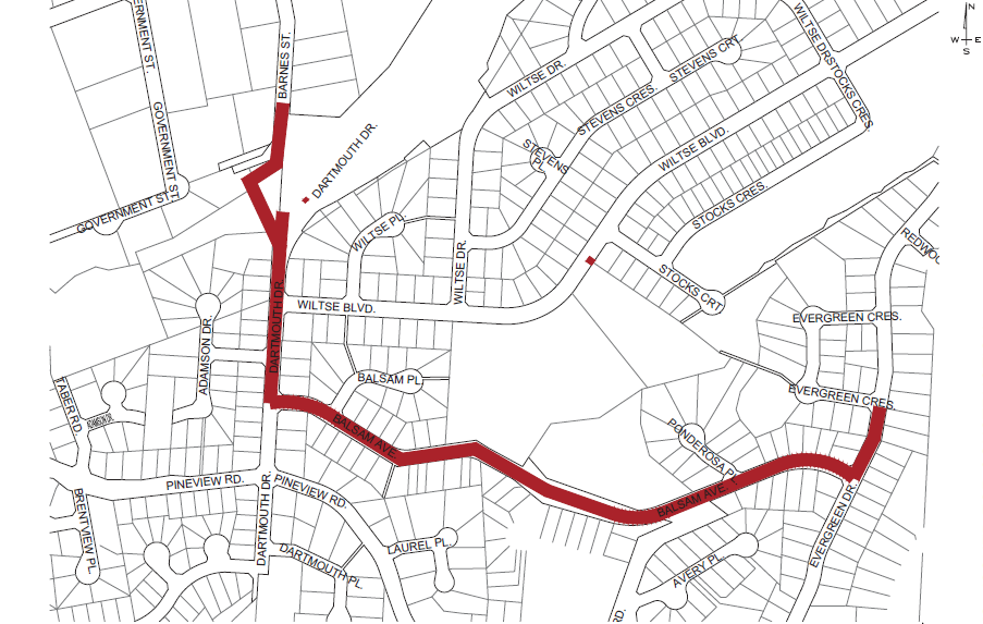 Map of Wiltse watermain work